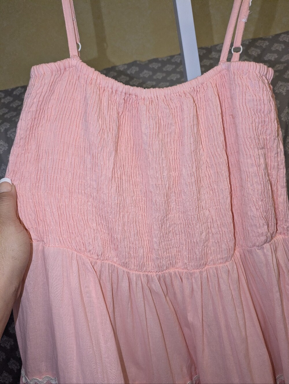 NWT Top It Off Peach Cotton Tiered Ric Rac Maxi Dress - Size M - Picture 4 of 8